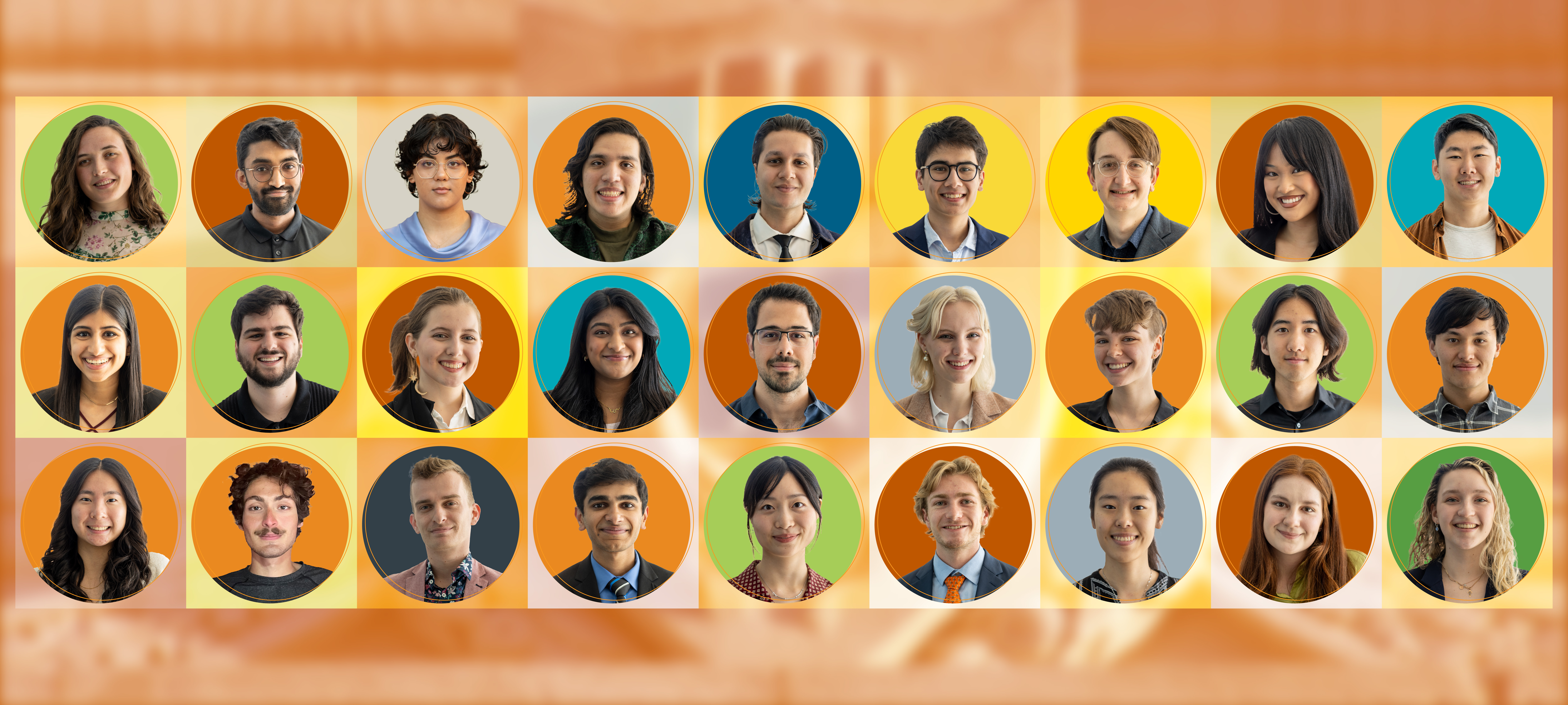 Image includes the profile photos of the DHG honorees on an orange background